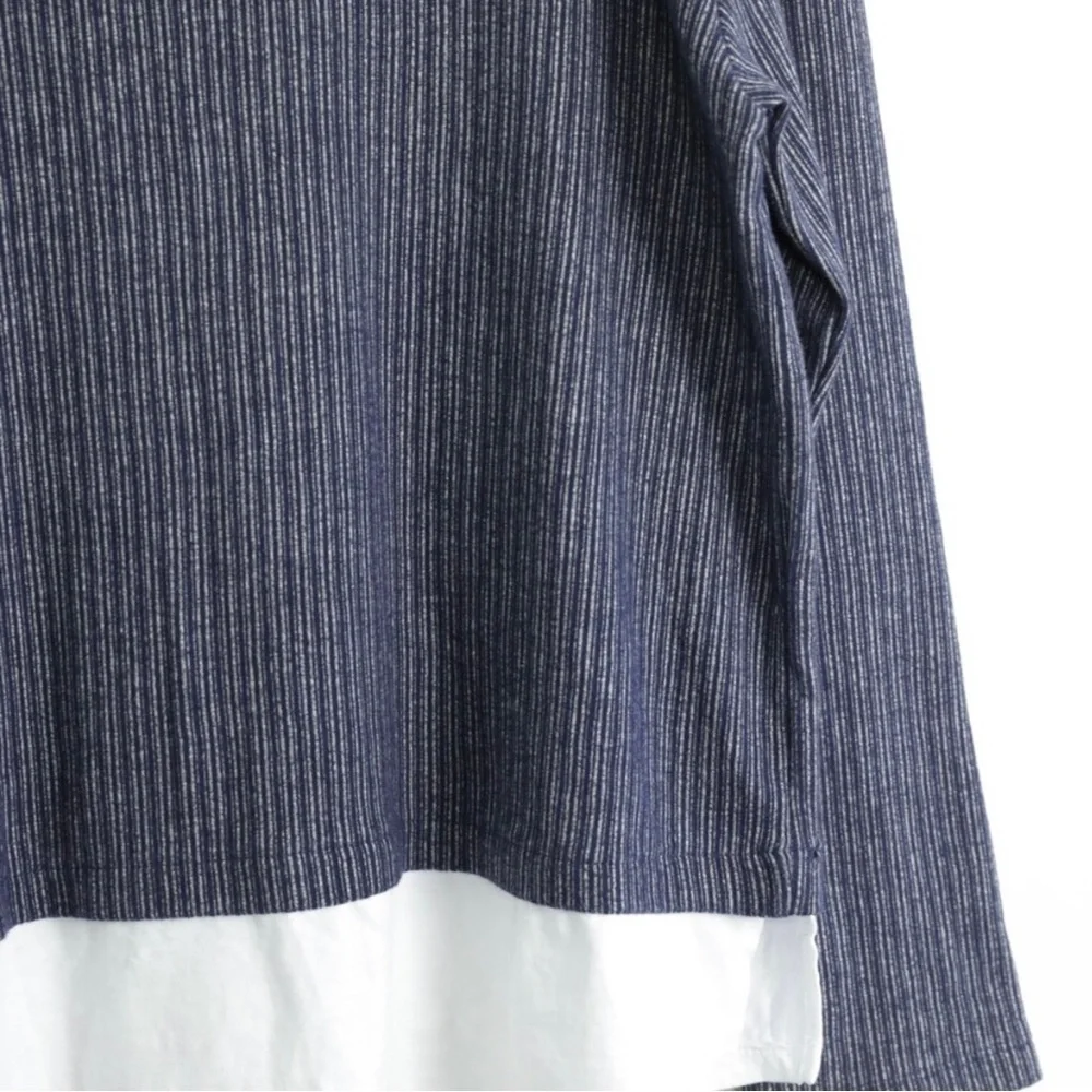 Zara pinstripe layered top oversized loose knit sweater cotton mixed material S - Picture 4 of 4